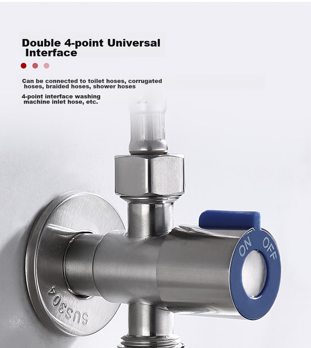 CVBAB Angle Valve, One Inlet Two Outlets, Three-Way, 1/2 Inch And 3/8 Inch Dual-Use Toilet Angle Valve, One-Inlet Two-Outlets Double-Opening Washing Machine Faucet CV1117 8