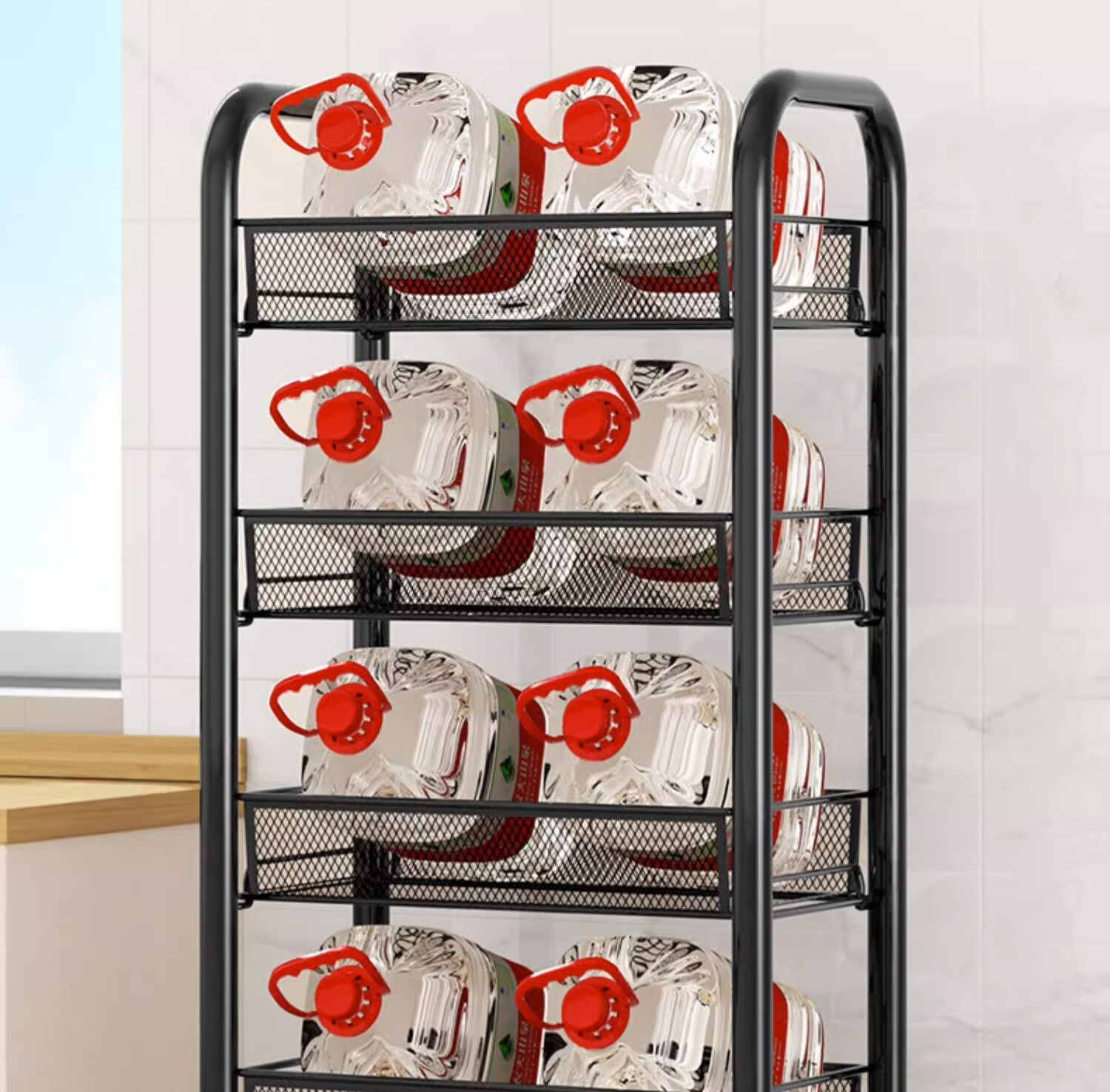 Jiuqiangu Multifunctional Kitchen Storage Rack, Floor-Standing Organizer, Mobile Storage Cart, Vegetable Shelf, Snack Rack 5694 10