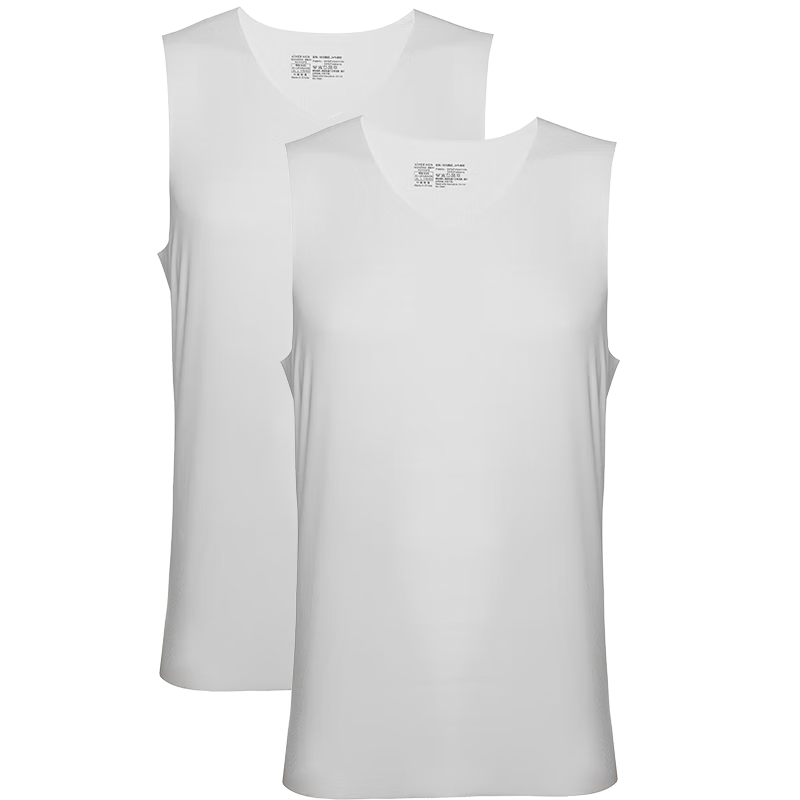 Aimer Men [2-Pack] Men's Tank Top, Summer Ice Silk Antibacterial Cool-Feeling Quick-Dry Seamless Undershirt, Size 180