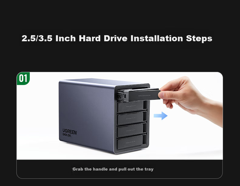 UGREEN Hard Drive Enclosure Multi-Bay Hard Drive Cage (No RAID Array, with Temperature-Controlled Fan) Compatible with Macmini/2.5/3.5 SATA Serial Mechanical And Solid State Drives 31