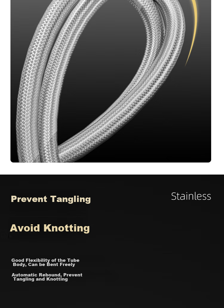 MEJUE Stainless Steel Braided Flexible Hose for Inlet Water Supply to Sink And Bathtub, Hot And Cold Water Hose, 100cm*2 Pieces Z-04421 6