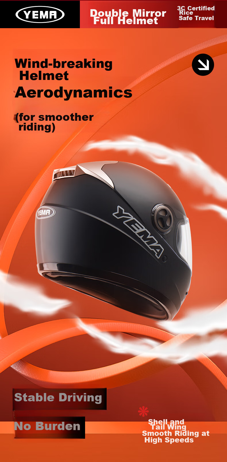 YEMA 3C Certified 828S Motorcycle Helmet for Men, Full-Face, Winter Anti-Freeze Warm Dual Visor Motorcycle Safety Helmet, All-Season Universal Size, Matte Black with Anti-Fog Sticker 10