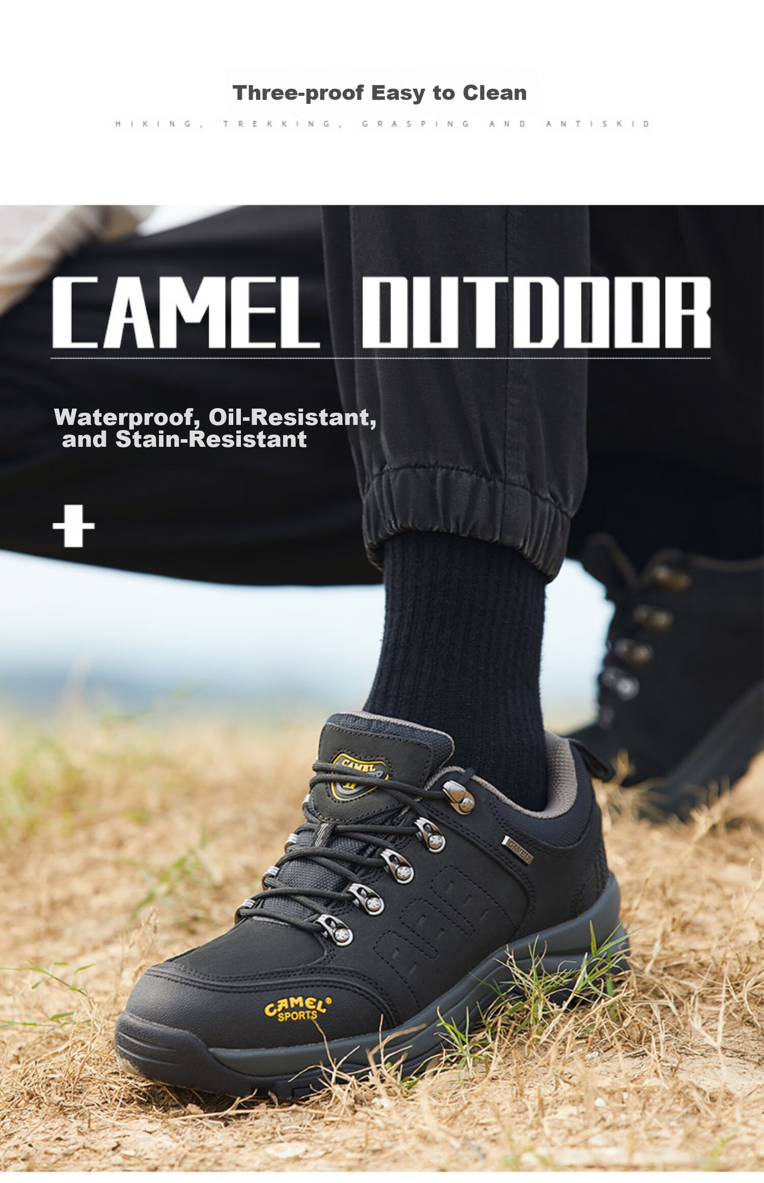 CAMEL Outdoor Hiking Shoes for Men, Leather, Durable, Shock-Absorbing, Casual Sports Shoes for Climbing, Model 6935 12