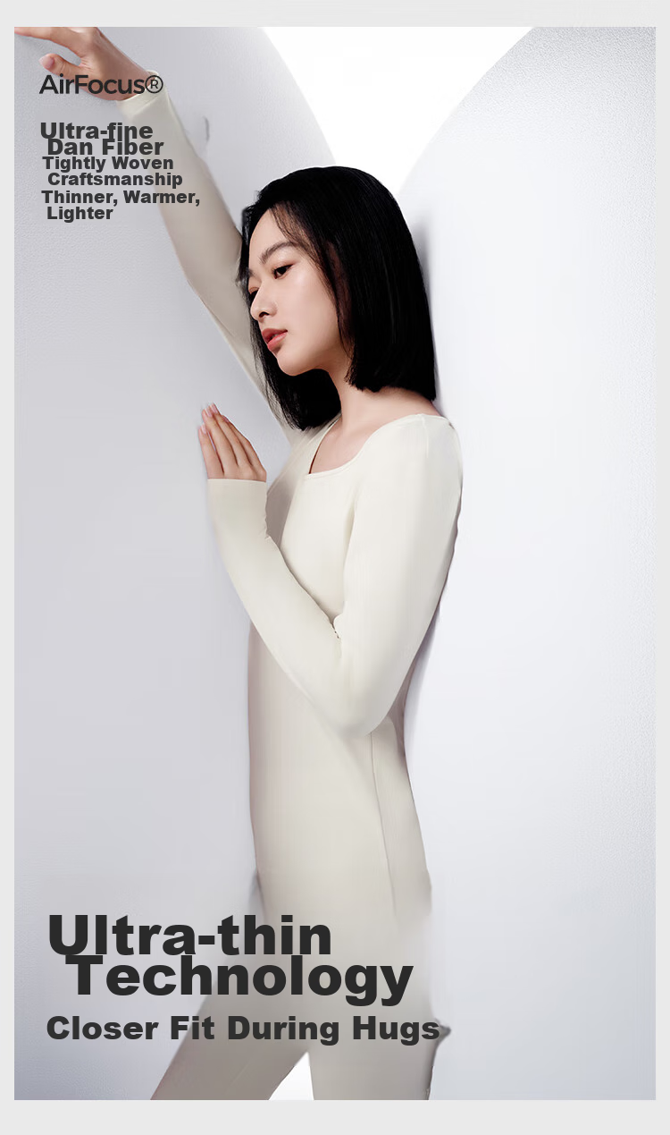 HLA [Xiaohuo-Air8] Thermal Underwear for Women, 230g Double-Sided Fleece, Antibacterial Heating Patch, Autumn Top And Bottom Set 13