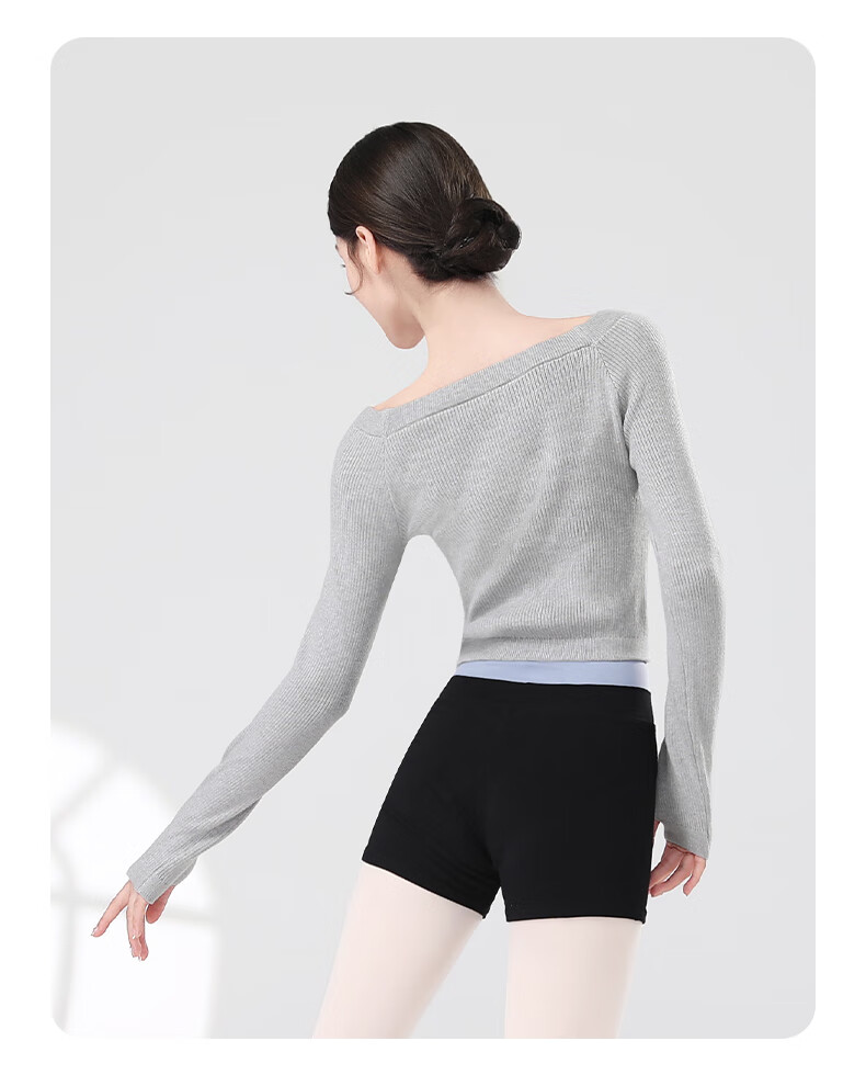 Aiwuge Adult Dance Sweater for Women, Ballet Practice Warm Outerwear, Cardigan Top, Gray, XL 4