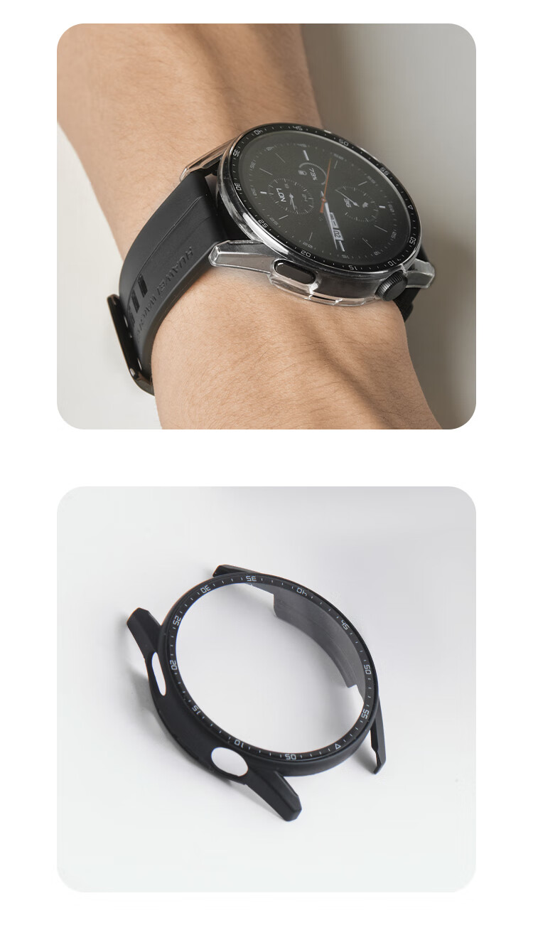 MSSM Compatible with Huawei Watch GT4 Protective Case, GT3/watch3 Case Film Integrated, High-Definition Shockproof Anti-Scratch Case, 42/46mm Dial [With Scale - Transparent] GT4-46mm 16