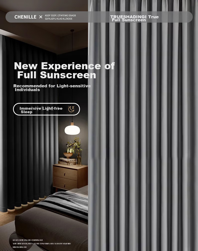 Ali High-Privacy Blackout Curtains, Sun-Blocking Finished Product, No Drilling Required, Soundproof Hooks, Sun Protection Curtains, High Precision 2*2.4 1