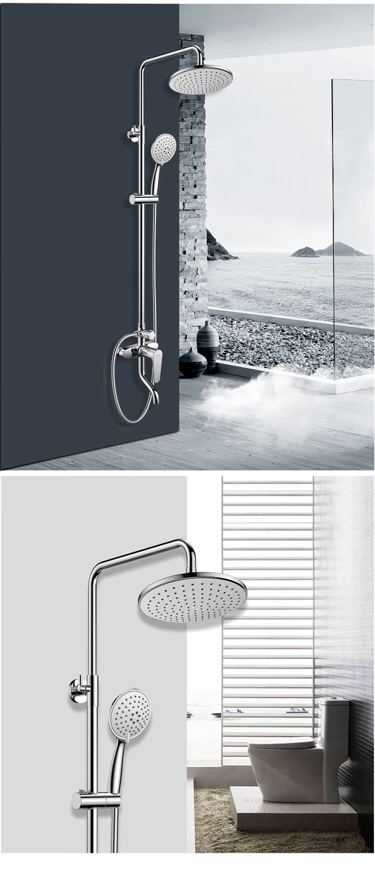 MICOE Shower Set Gun Gray Hot and Cold Shower Set Bathroom Pressurized Shower Head Full Set M-A130 16