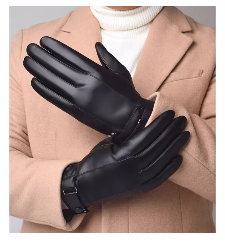 Warrior Leather Gloves for Men, Winter Fleece-Lined Thick Warm Windproof Water-Resistant Sports Cycling Motorcycle Gloves, Touchscreen Compatible Non-Slip for Wome 7