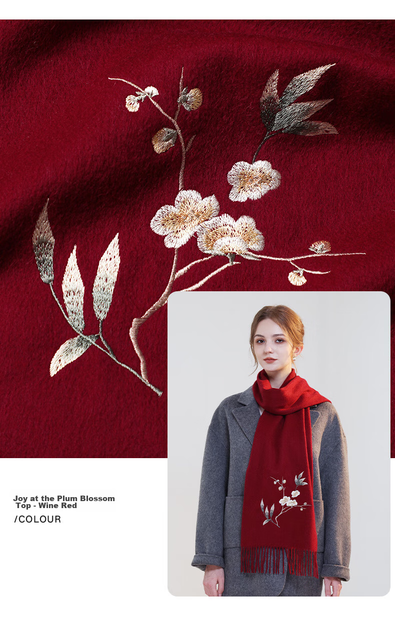 Hangsifu Pure Wool Embroidered Scarf, Neck Warmer, Outer Wrap Shawl, Autumn And Winter Warm Cloak, Birthday Gift Box for Mothers And Wome 15