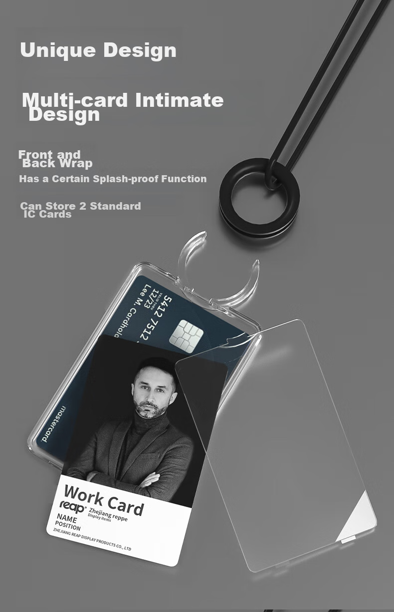 Reap Work Badge Holder with Lanyard, Card Holder for Employee ID Cards, Meal Cards, Bus Cards, Access Control Cards, Name Tag, Chest Badge, Transparent Work Card, Horizontal Style White 7126 - 1 Piece 2