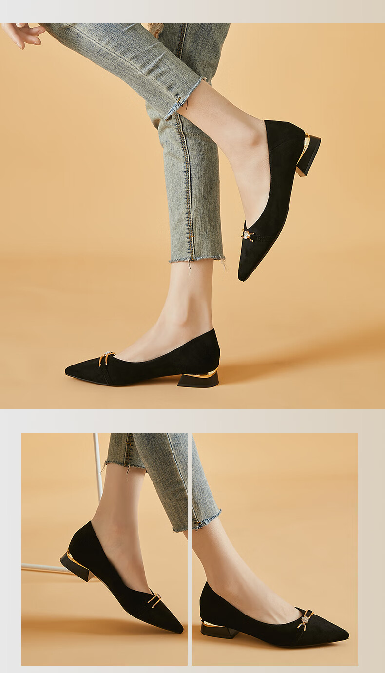 DAPHNE Women's Single Shoes, Professional Work Shoes, Fashionable Elegant Pointed Toe Chunky Heel Square Heel Comfortable Versatile Women's Shoes 4622101003 Beige 36 10