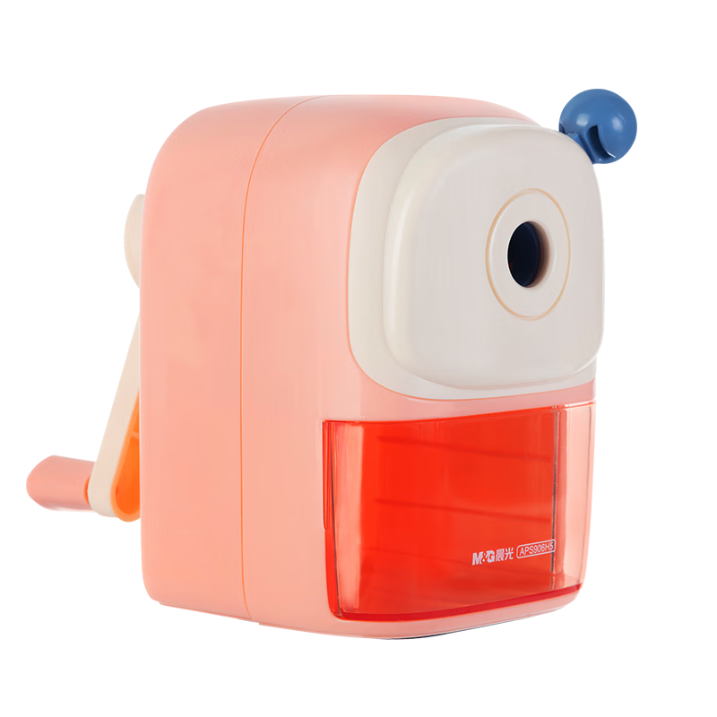 M&G Large-Aperture Pencil Sharpener with 5 Thickness Settings, Hand-Cranked Rotary Pencil Sharpener for Elementary School Students, Can Sharpen Thick Lead, Pink APS906H5
