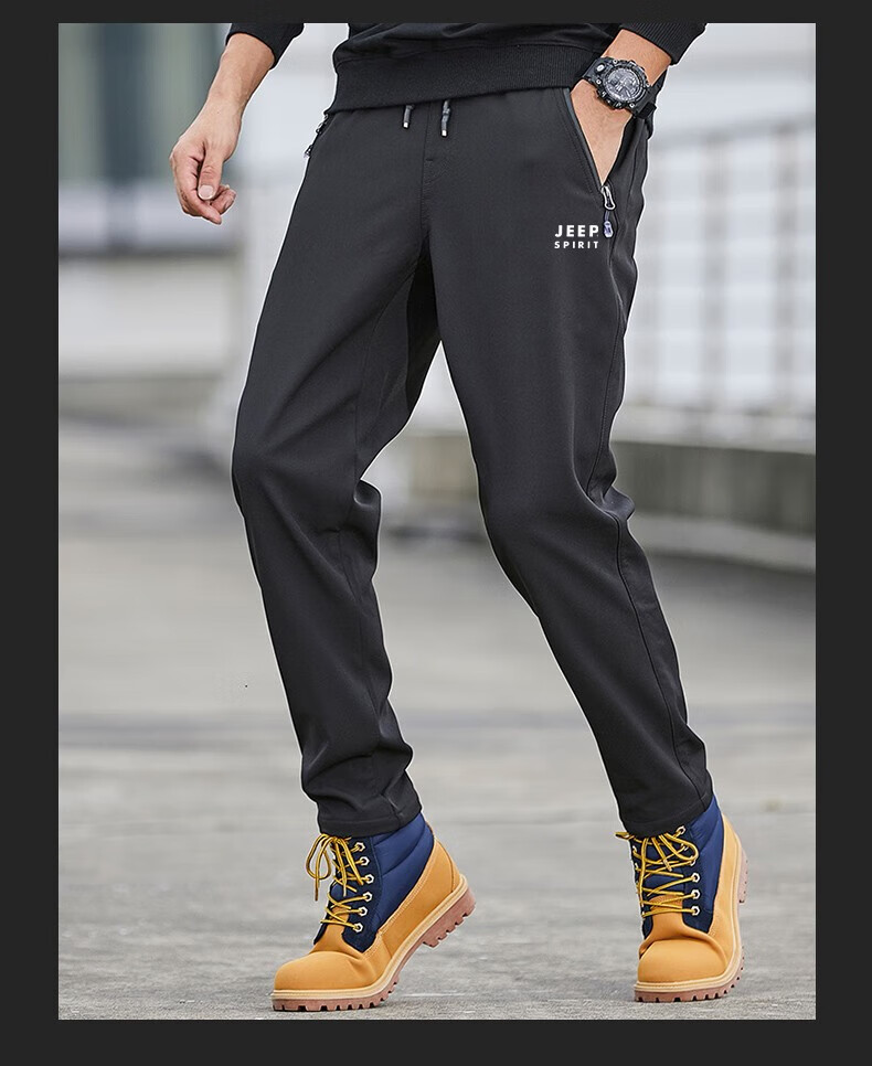 JEEP SPIRIT Men's Sports Pants, Spring And Autumn Casual Trousers, Loose-Fitting Tactical Long Pants, Outdoor Long Pants for Men, Gray, 2XL 13