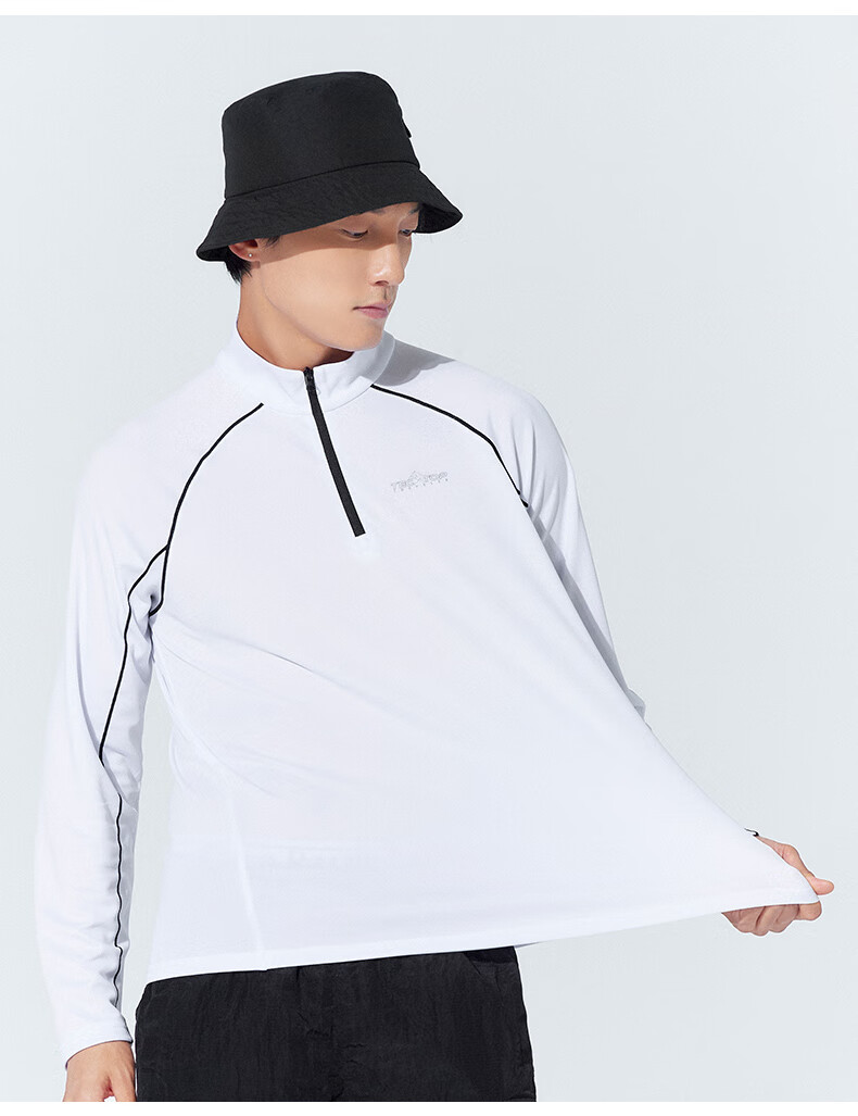 TECTOP Quick-Dry Men's Outdoor Stand-Collar Breathable Running Elastic Long-Sleeve T-Shirt Reflective Cycling Jersey 035 Men's Black S 21
