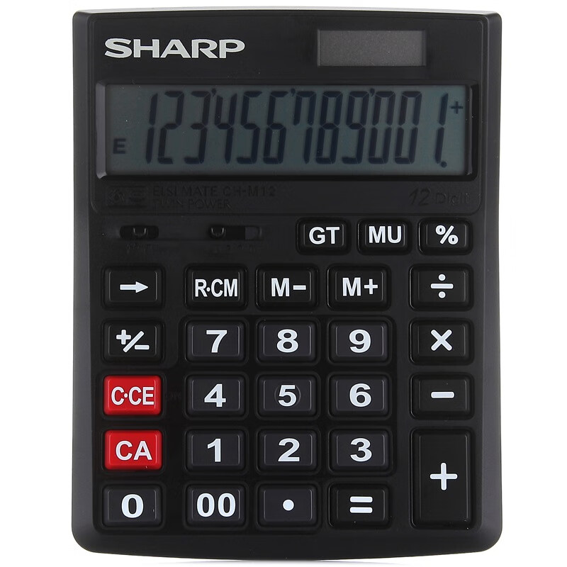 SHARP CH-M12 BK, 12-Digit Financial Office Business Calculator, Desktop Small Size Office Calculator, Suitable for Finance And Business Use