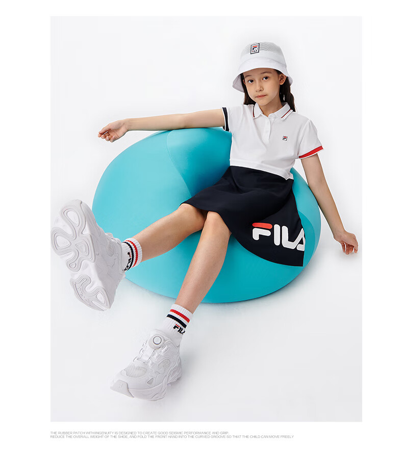 fila斐乐童装儿童连衣裙2022秋季女童polo裙子
