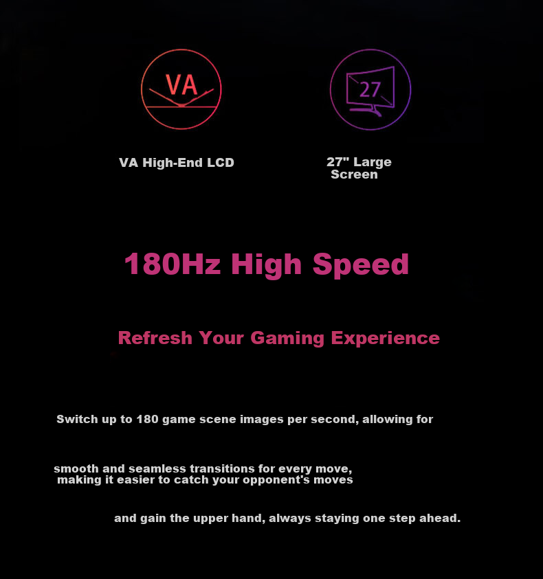 KVL Computer Monitor, 27-Inch, 180Hz, Professional Gaming Display, High-Definition, R1500 Curved, 1ms Response Time, KV27FCV 4