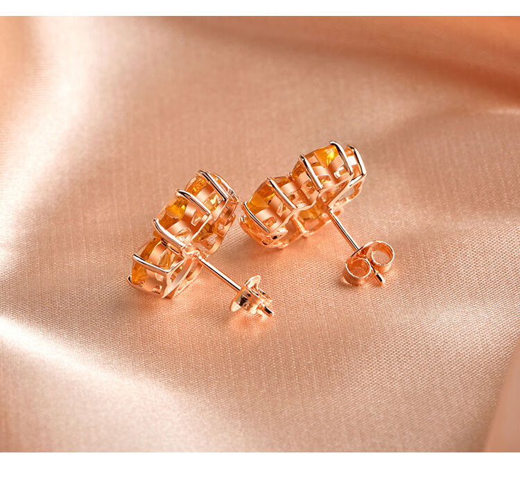 JOLEE S925 Silver Stud Earrings, Fashionable Luxury Yellow Crystal Heart-Shaped Colored Gemstone Jewelry, Gift for Women on May 20th And Mother's Day 12