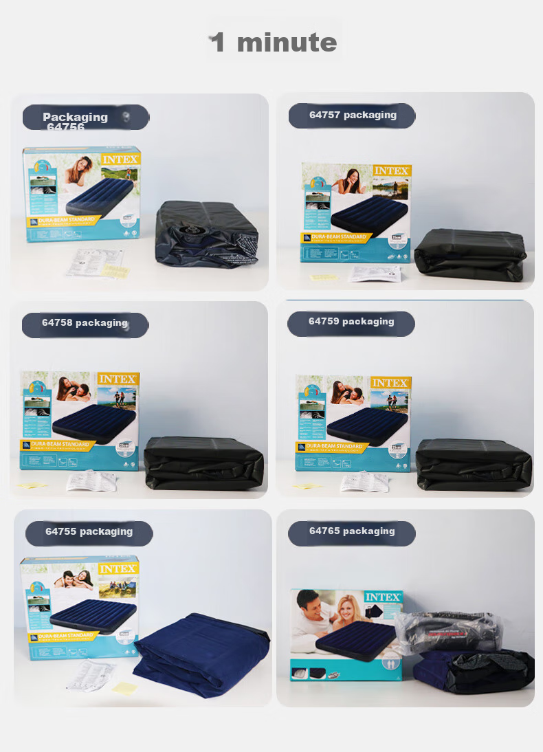 INTEX Double Inflatable Bed for Home And Car Use, Portable Nap Mattress, Tent Pad with Built-In Dry Battery Pump 64758 9