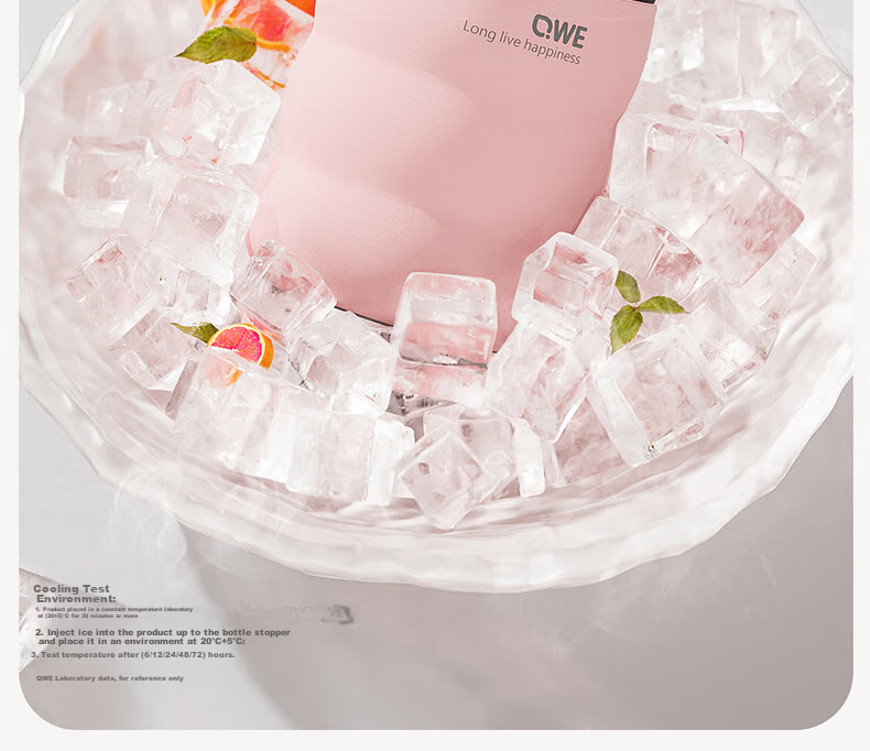 QWE Double-Insulated Water Bottle, 500ml, Cherry Blossom Love Pink, Straw Cup, Stylish Design, Temperature-Controlled, Portable Carrying Handle 7