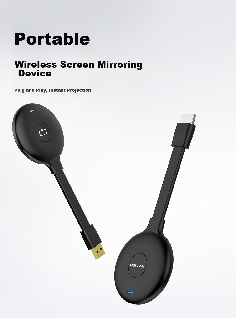 BOEGAM Wireless HDMI Screen Mirroring Receiver for Mobile Phones Home Use HD Audio Video Live Streaming Compatible with Apple Android Huawei Xiaomi Phones TV Projector BG-1S 1