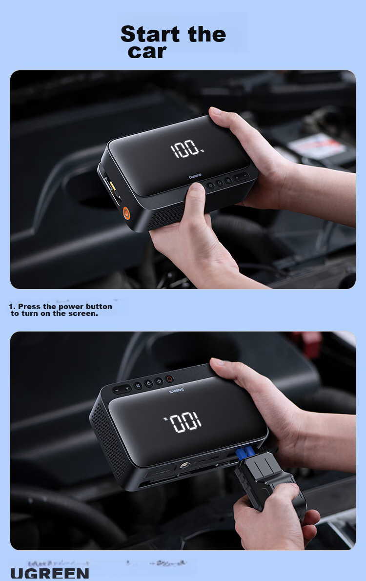 Baseus [National 3C Certified], Car Emergency Jump Starter Air Pump All-In Device, Portable Power Bank for Outdoor Use 17