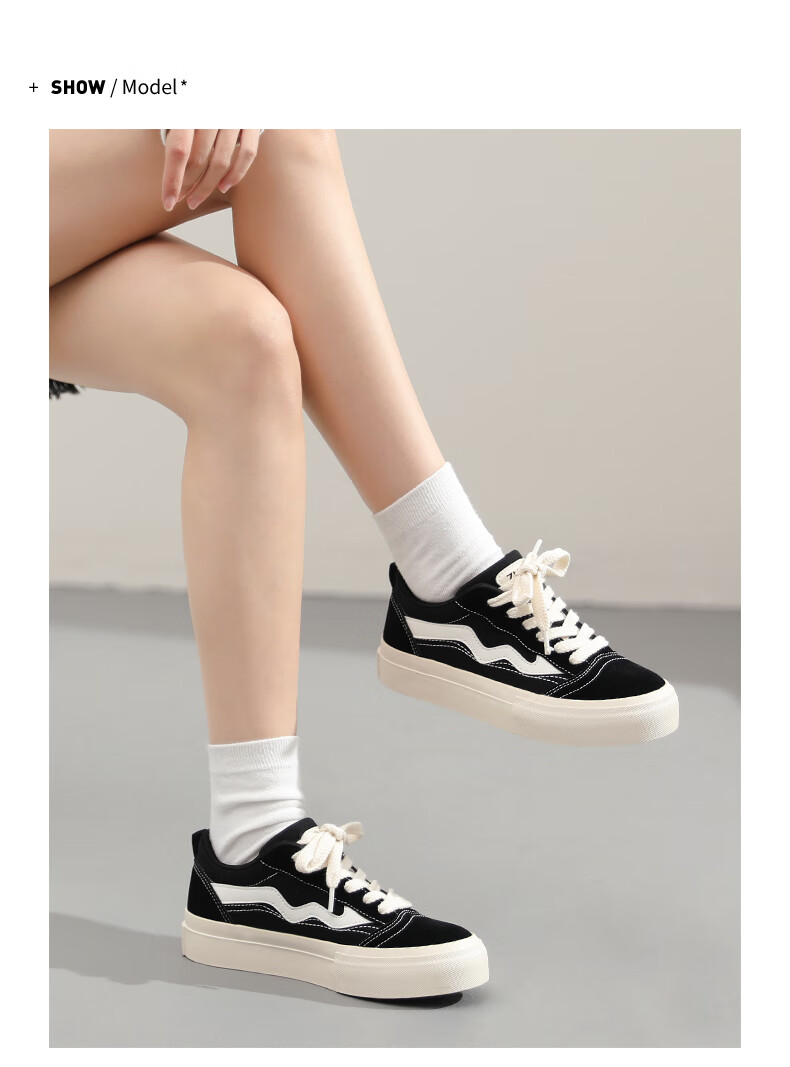 ZHR Canvas Shoes for Women, Classic Versatile Student Sneakers, Comfortable Breathable Thick-Soled Casual Women's Shoes, CS11, Black, Size 36 10