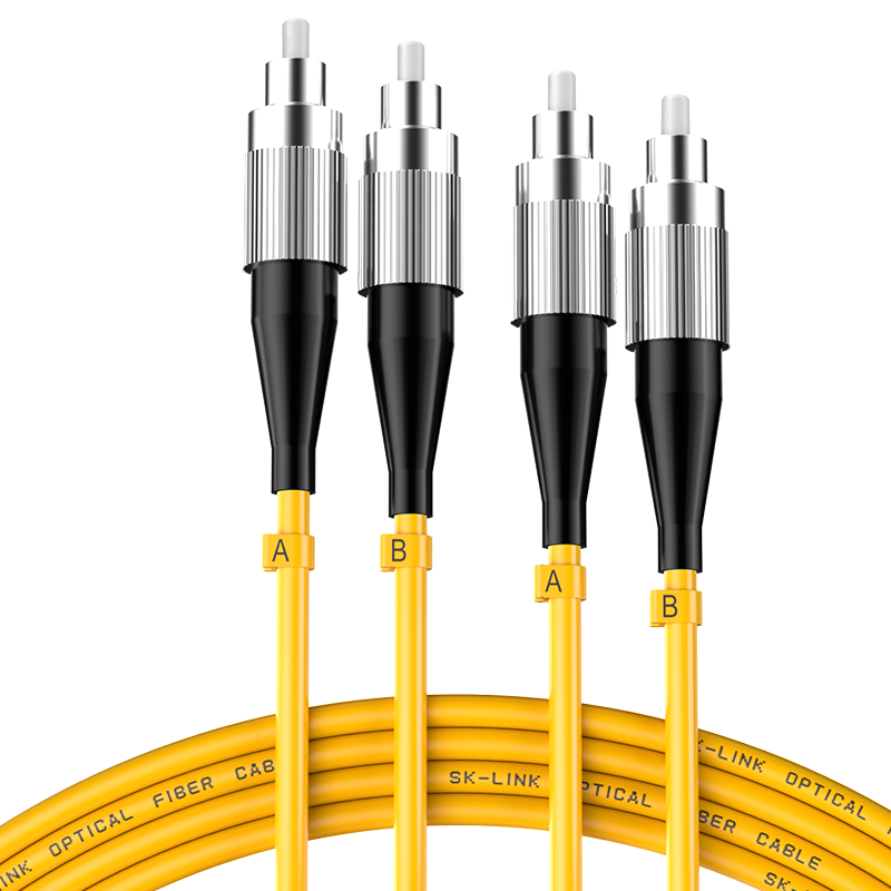 SK-LINK Fiber Optic Patch Cable, FC-FC Telecom-Grade Single-Mode Dual-Core Gigabit And 10Gbps UPC Fiber Optic Cable with Transceivers And Pigtail, Low Smoke Zero Halogen, SK-TXSM 3 Meters