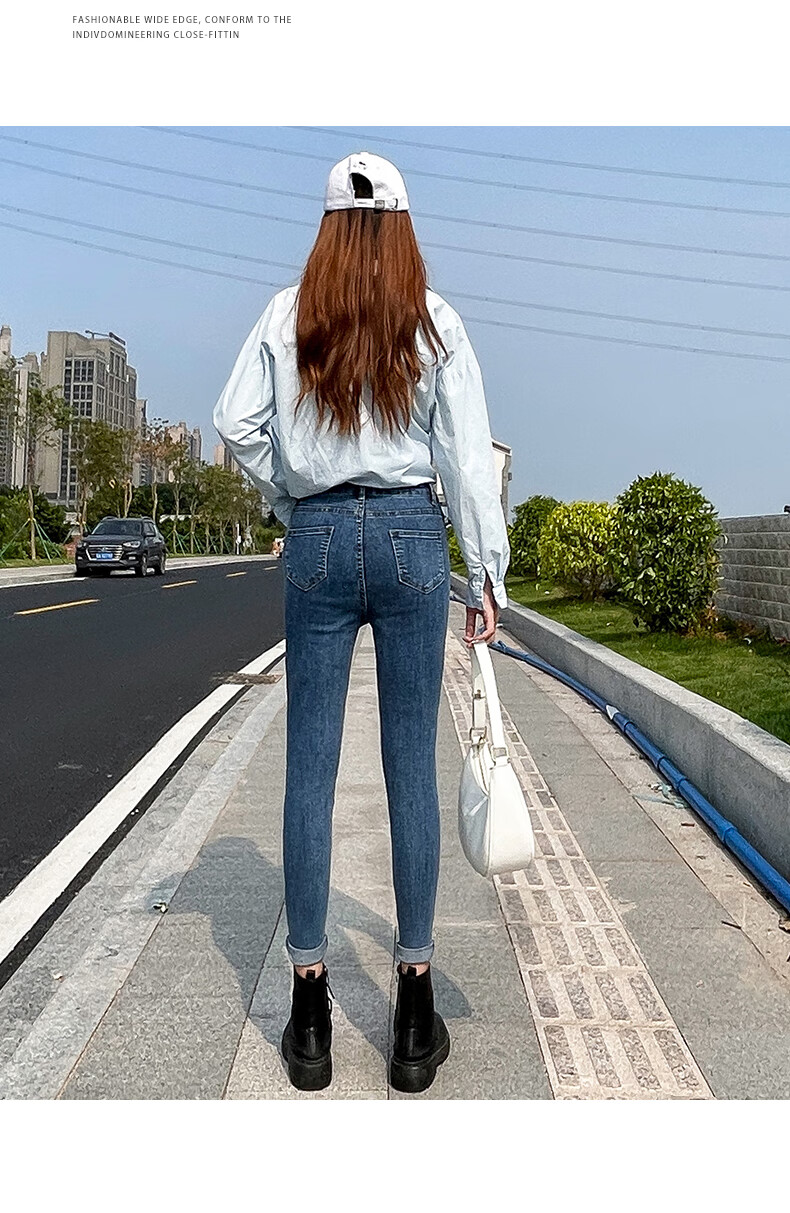 Jeanswest High Waist Women's Jeans 2026 Spring Summer Lightweight Silky Slim Wide Leg Long Pants Denim Blue S 18