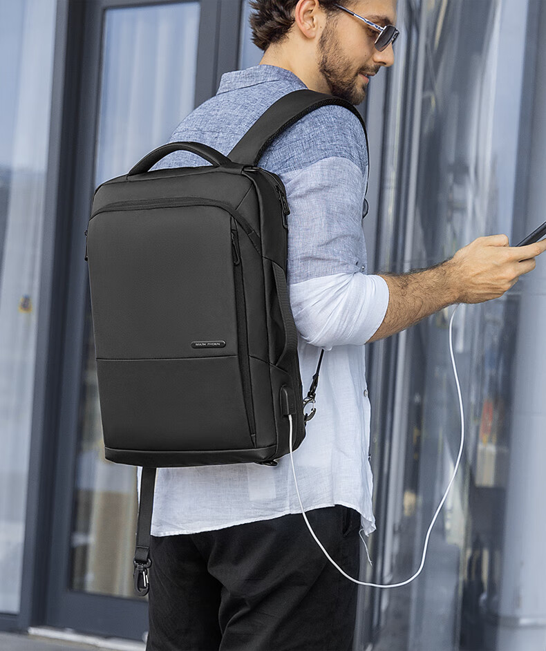 MARK RYDEN Backpack for Men, Multifunctional Briefcase, Business Casual Travel Bag MR9533 Upgraded Version in Elegant Black 6