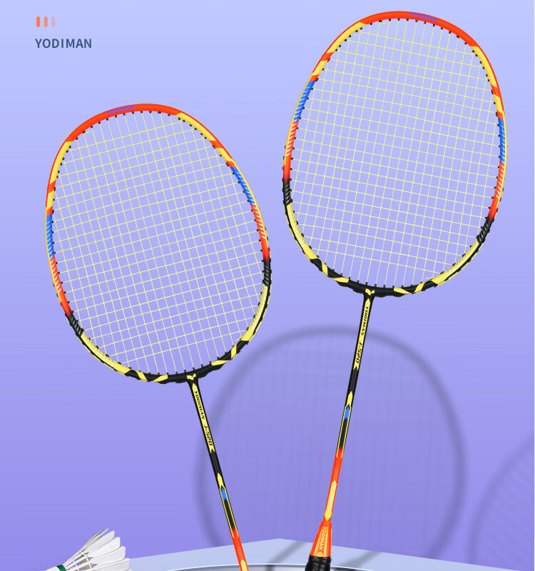 Yodiman Training Badminton Racket, Ultra-Light 6U, Full Carbon Fiber, Single Racket, 520g (Pre-Strung 23 Lbs) 6