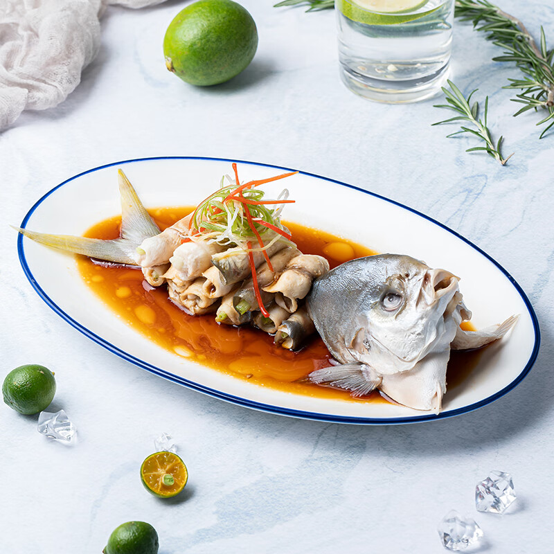 翔泰冷冻二去金鲳鱼礼盒2斤2条净重免处理生鲜鱼类海鲜水产