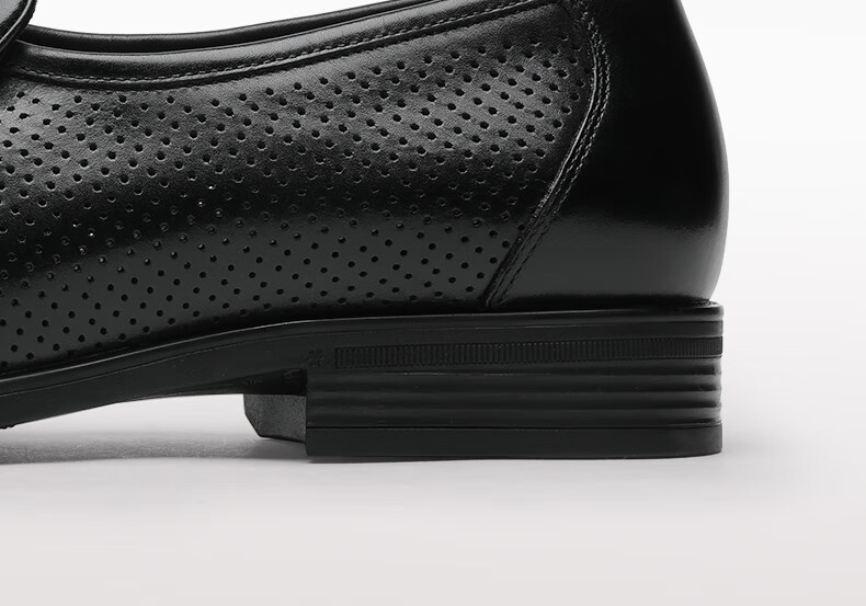 Goldlion Men's Shoes, Fashionable And Stylish Perforated Loafers, Comfortable Slip-On Business Casual Shoes, 57122018301A, Black, Size 42 10