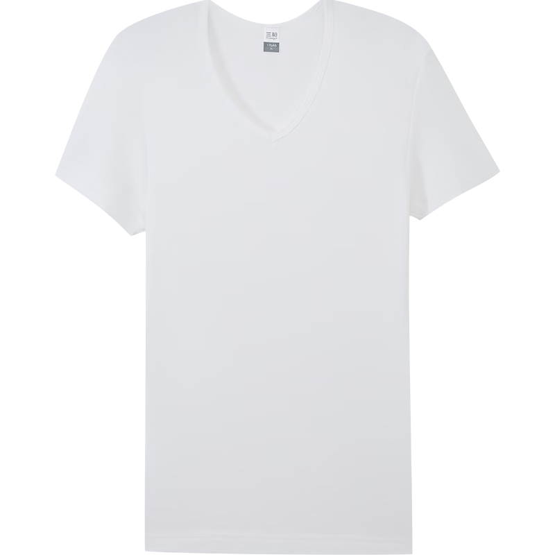 THREEGUN V-Neck T-Shirt for Men [7A Original Yarn Antibacterial], Pure Cotton Ribbed Elastic Versatile Short-Sleeve Basic Undershirt (2-Pack)