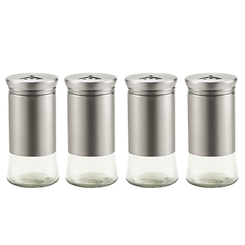 MAXCOOK 304 Stainless Steel Glass Seasoning Container Salt Shaker Powder Dispenser Sugar Powder Barbecue Spice Bottle MCTC1372