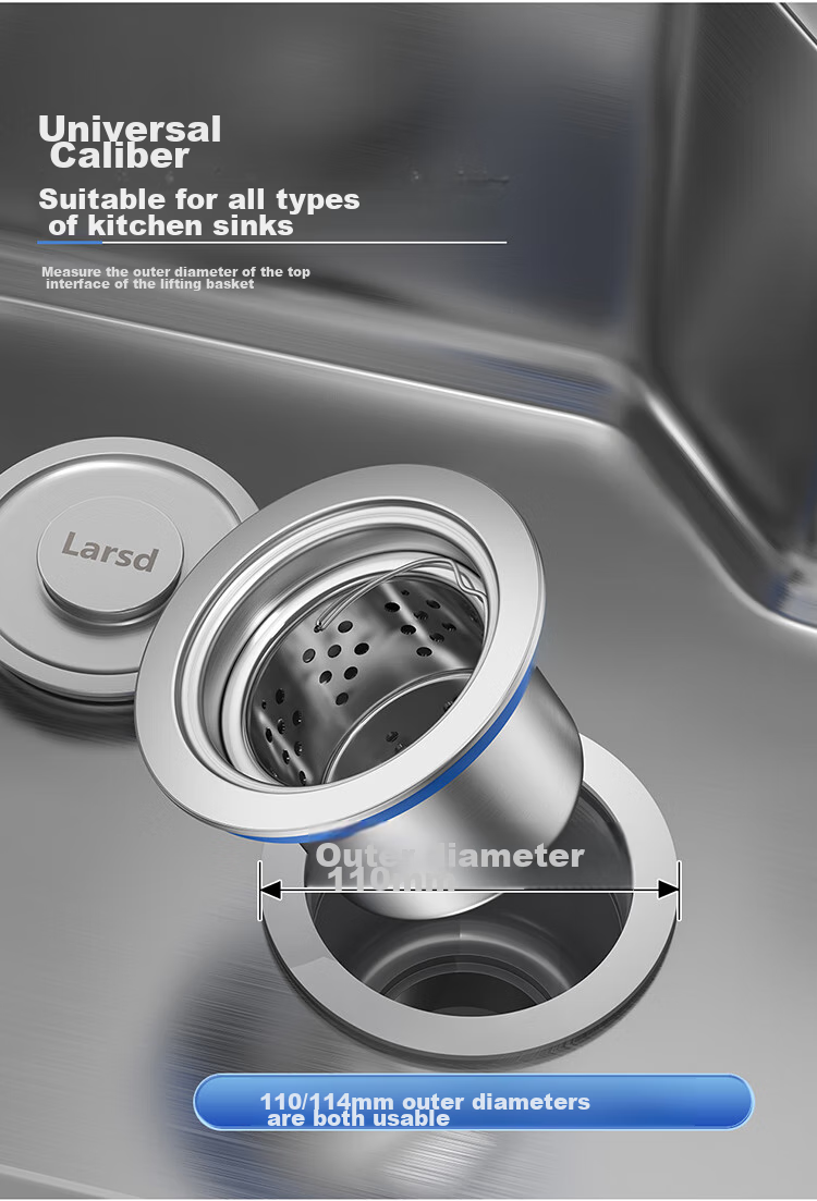 Larsd Kitchen Sink Drain Pipe Set for Double Sink, Dishwashing Basin Drainage Kit Accessories 9127 6