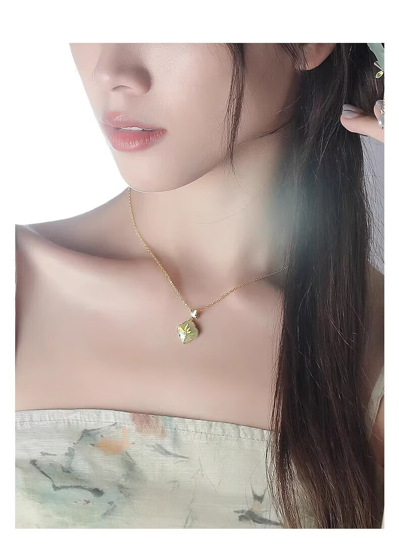 Zhoubaifu Magnolia Necklace for Women, Elegant Hetian Jade Silver Pendant, Birthday Gift for Girlfriend Or Wife 9