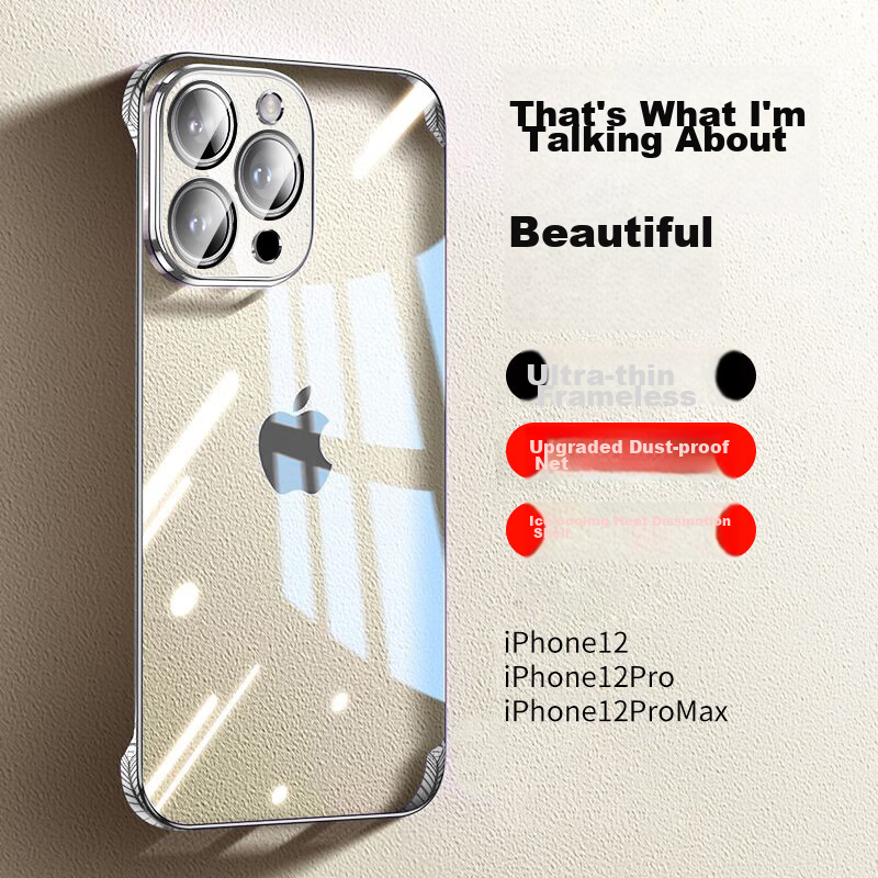Чехол Hongzhuo для iPhone 12 Pro, прозрачный, с гальваническим покрытием, ультратонкий, с защитой от перегрева, роскошный, высококачественный, противоударный, простой дизайн, элегантный серебристый