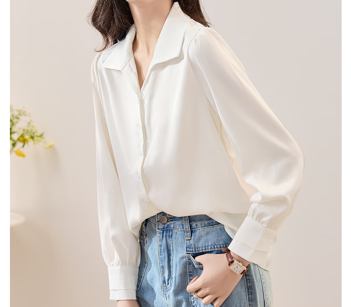 Chushen Summer Short-Sleeve Satin Blouse for Women, Elegant High-Quality Design-Inspired French Style Professional Commuter Shirt S143C1455 30