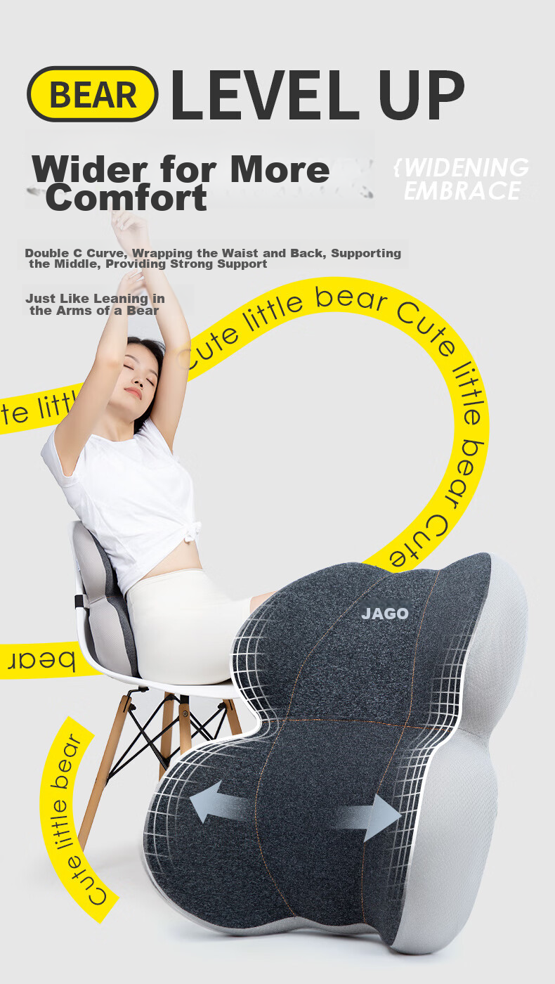 JAGO Lumbar Support Cushion Pillow Backrest for Office Chair, Car Seat, And Long Sitting to Provide Back Support 4