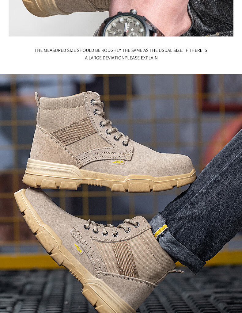 LAOGUANJIA Men's Safety Shoes with Steel Toe Cap, Anti-Smashing, Puncture-Resistant, Solid Sole, Wear-Resistant, Breathable, High-Top Protective Boots LA37 15