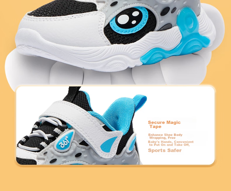 361° Children's Shoes, Kids' And Toddlers' Shoes for All Seasons, Boys And Girls, Bangtan Technology Lightweight Casual Shoes, Walking Shoes, Black Size 22 14