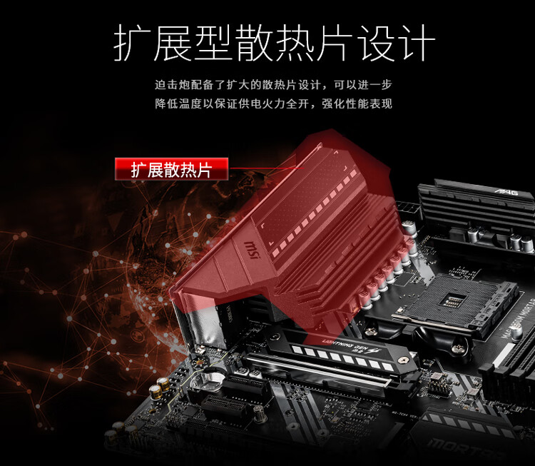 38283-微星(MSI)MAG B550M MORTAR迫击炮电脑主板 支持CPU5600X/5800X/3700X/5900X (AMD B550/Socket AM4)-详情图