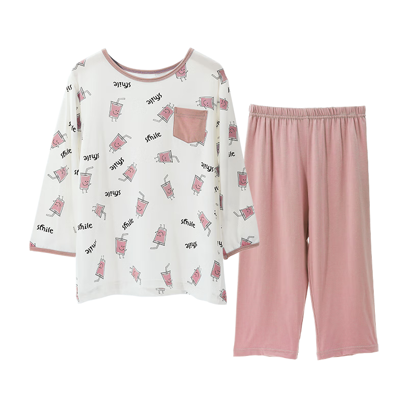 Hodo Children's Pajama Set Summer Boys Girls Modal Loungewear Cotton Air Conditioning Wear J3176 Shrimp Pink 170