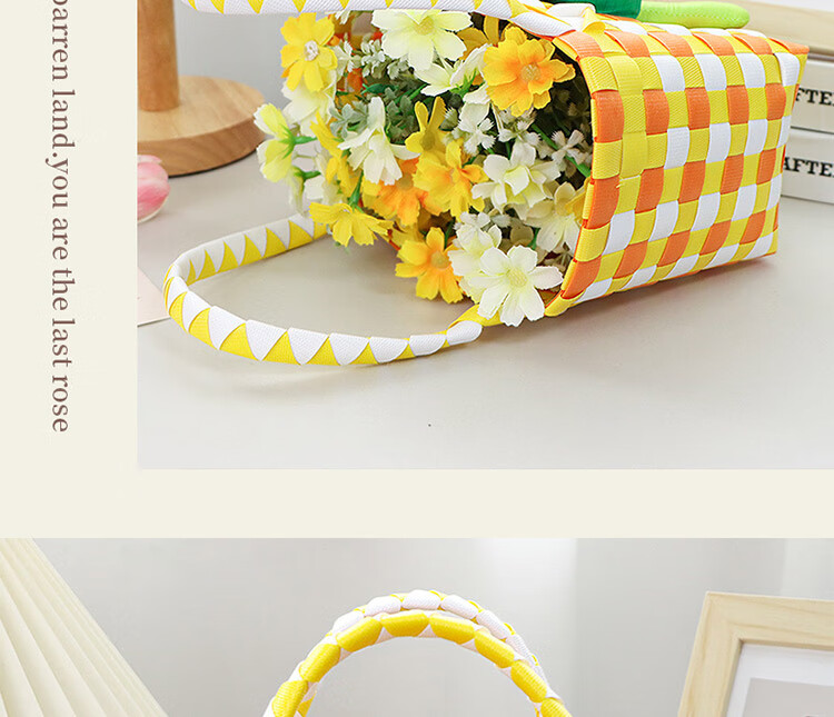 TaTanice Handbag Woven Bag, Mid-Autumn Festival Gift Birthday Storage Bag, Colorful Woven Basket Shopping Tote 13