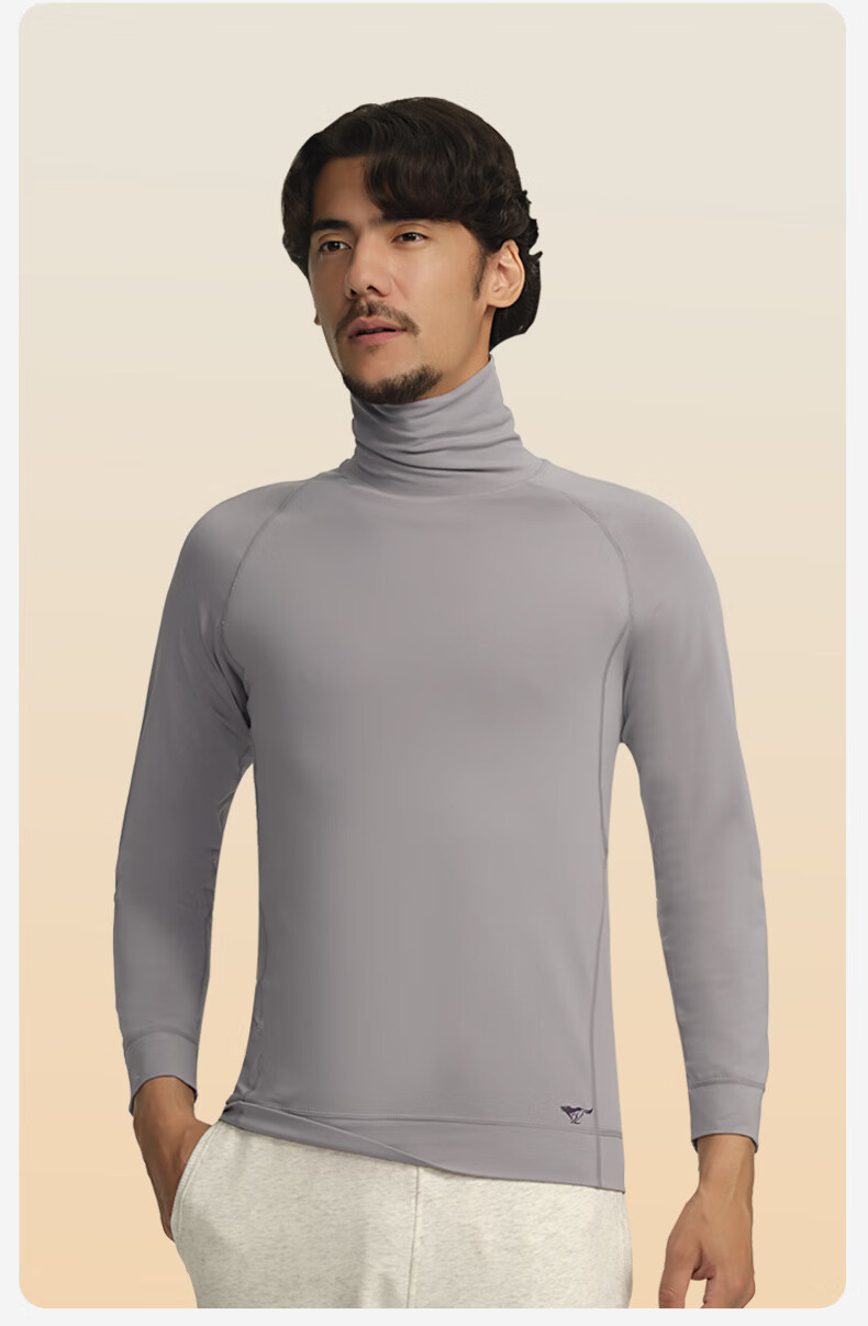 SEPTWOLVES Men's Autumn And Winter Undershirt, Pure Cotton Turtleneck Base Layer, Fashionable Korean Style Slim-Fit Top, Quick-Wear Thermal Underwear for Going Out 4