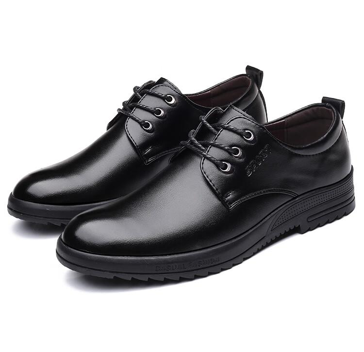 BEIOUTU Men's Business Casual Leather Shoes, Formal Comfortable Low-Top Lace-Up British Style Men's Shoes, 581 Black, Size 43 8