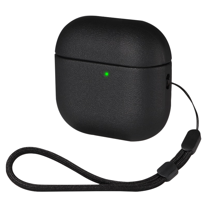 Yingkaida Compatible with Apple AirPods 4/5 Universal Case [Black Leather Texture] Apple Protective Case for Wireless Bluetooth Earphones, Shockproof Creative Anti-Slip Shell Storage Box