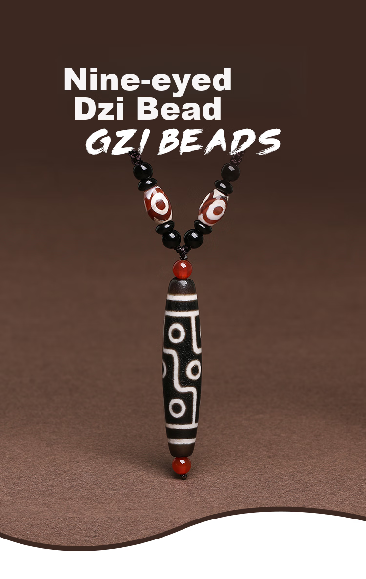 Shichuanbaishi Tibetan Nine-Eyed Dzi Bead Pendant Crystal Agate Necklace for Men And Women, Lucky Charm Amulet, Couple's Birthday Gift 1